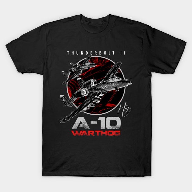 A-10 Thunderbolt II Warthog subsonic attack aircraft nicknamed Hog Us Air Force Fighterjet T-Shirt by aeroloversclothing